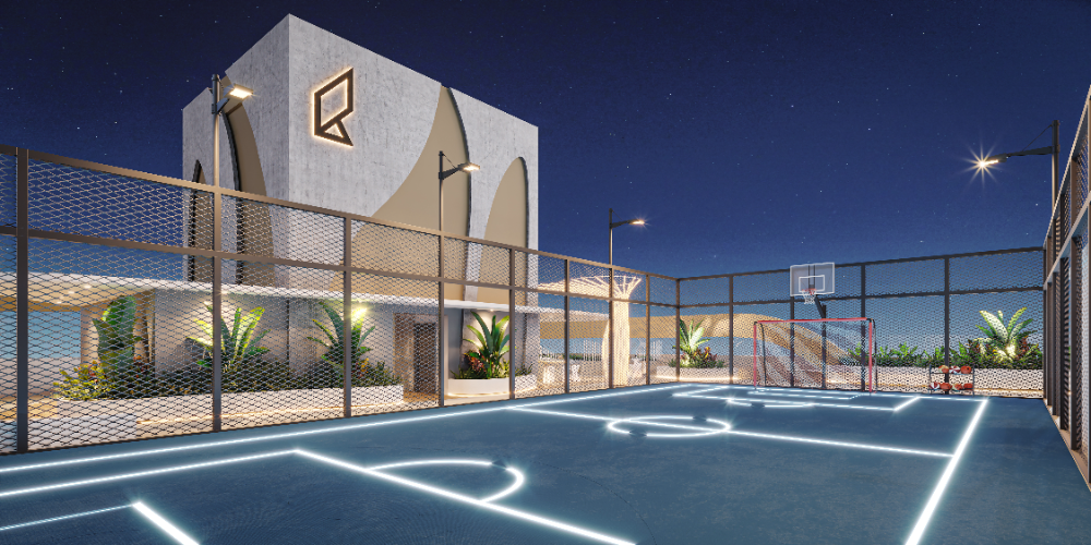 Cancha deportiva del proyecto MAWA 22 en Manta