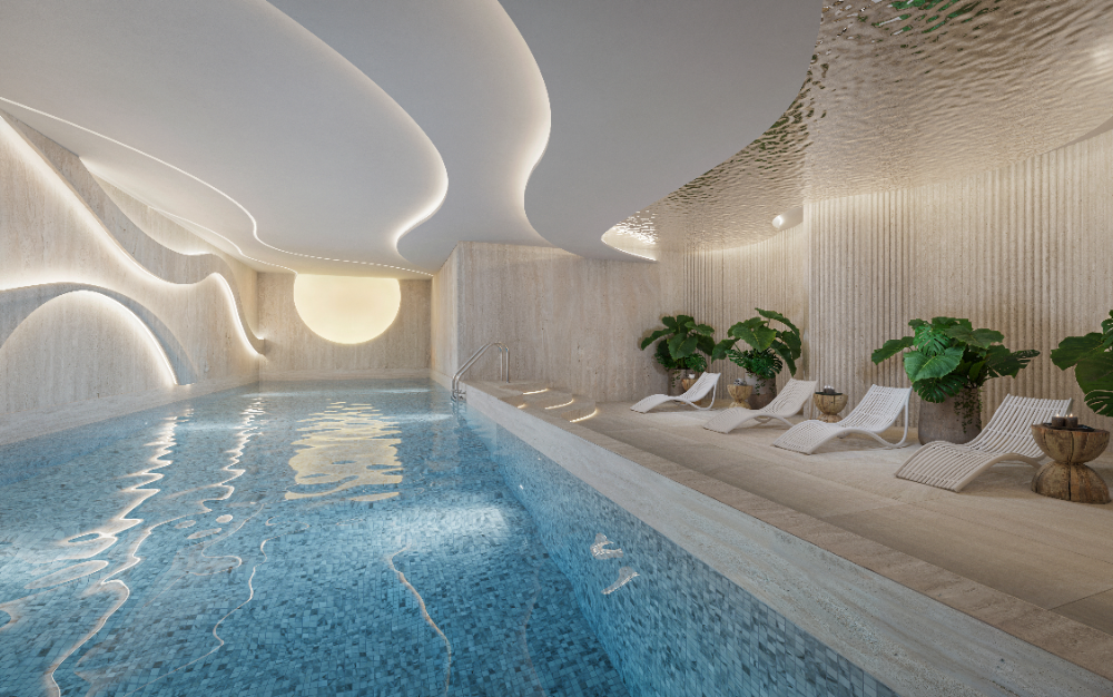 Piscina y spa del proyecto LUZ en Quito